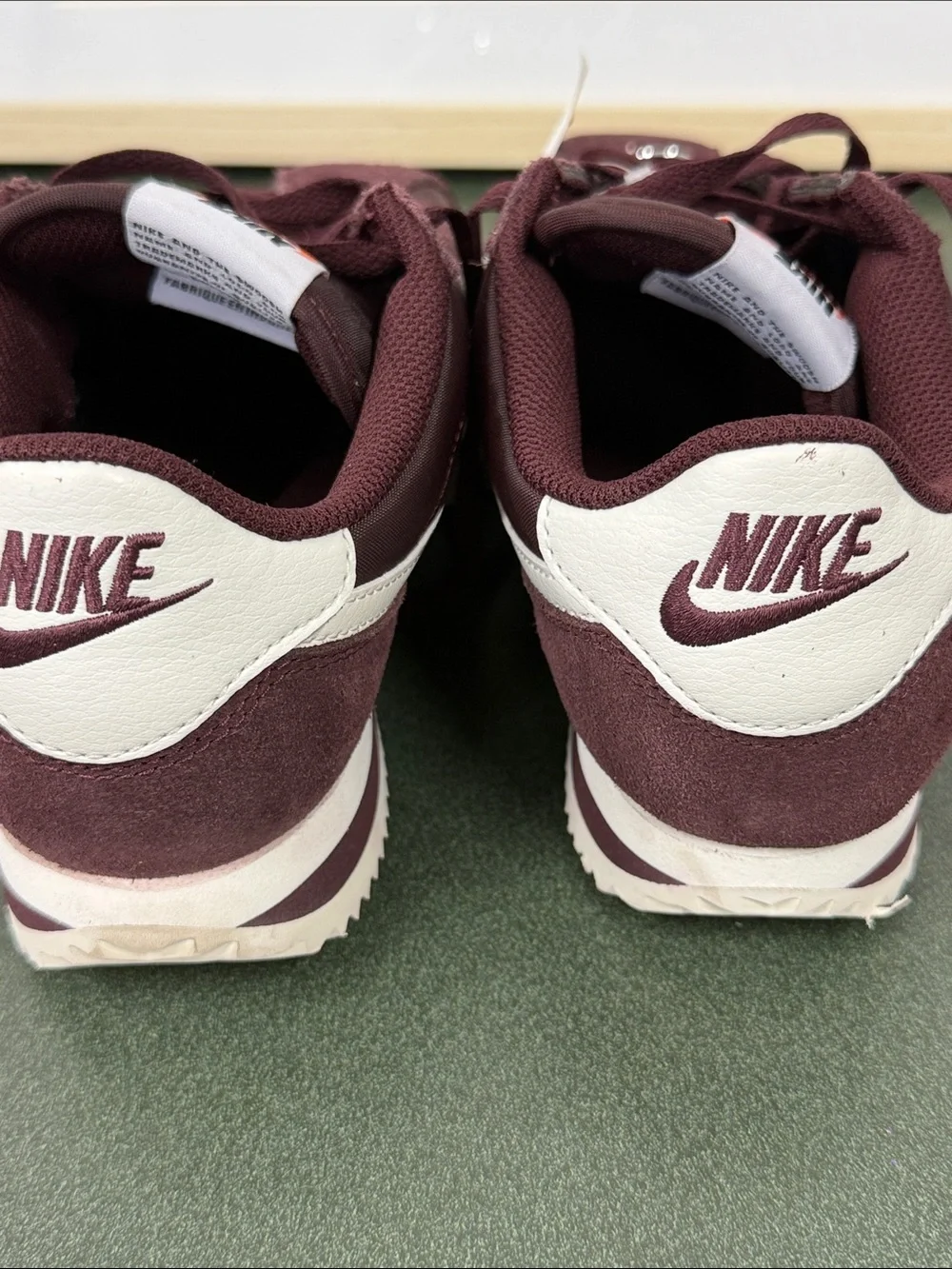 NWOB Nike Burgundy/White Cortez Textile Sneakers sz 8.5